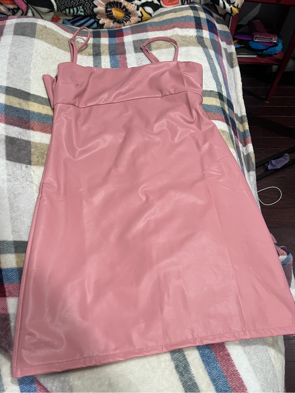 Pink Faux Leather Slip Dress